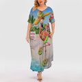 Flamingo On Beach Short Sleeve Plus Size Maxi Dress | Plus Size Dress | Summer Dress
