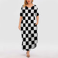 Checkerboard Short Sleeve Plus Size Maxi Dress | Plus Size Dress | Summer Dress